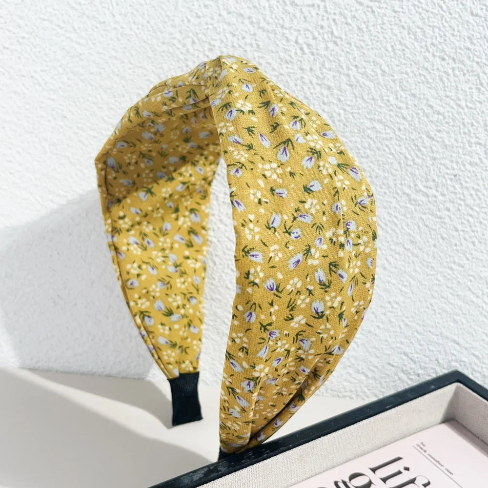 Bohemian Floral Cross Headband Women Wide Bands Hair Hoop Styling Tool Fabric Flower Print Vintage Headwear Accessories Summer