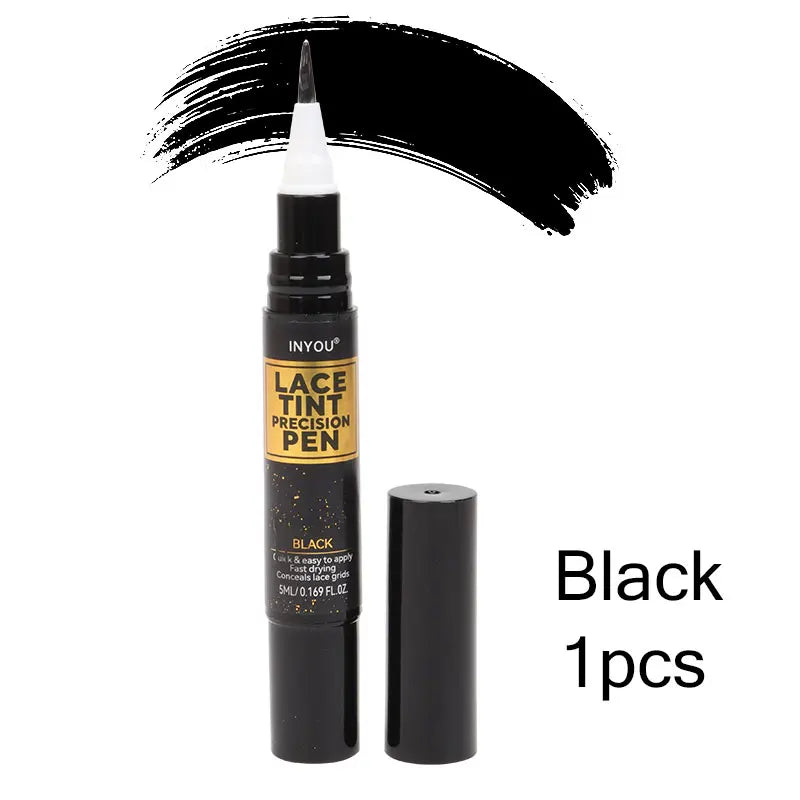 Lace Tint Pen Tinted Lace Precison Parting Pen Black Medium Dark Light Brown 5Ml 0.17Oz - Wig Lace Tint With Brush Applicatior 1pcs black