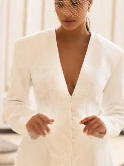 New Design Lace Patchwork Suit Jacket Women Retro Chic V-neck Single Breasted Waist-cinching Jackets Female High Street Outwear