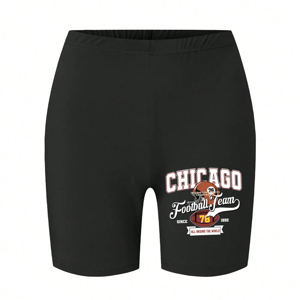 Fashion Womans Leggings Short Chicago Basketball Usa Letter Print Sports Shorts Soft Comfortable High Elastic Female Streetwear