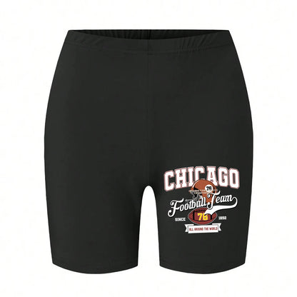 Fashion Womans Leggings Short Chicago Basketball Usa Letter Print Sports Shorts Soft Comfortable High Elastic Female Streetwear