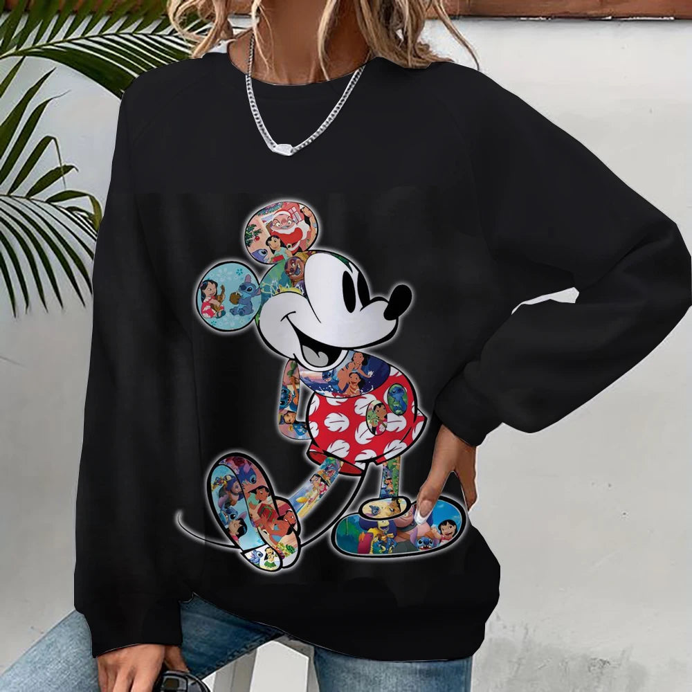 Mickey Mouse Print Women Hoodies Sweatshirts Streetwear Cute Oversized Hoodies Pullover Cropped Hoodies Females Y2k ANZ5JZ0203