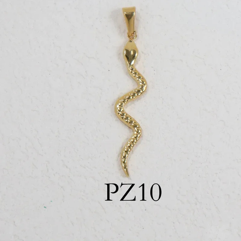 RHYSONG Geometric Stainless Steel 18K Gold Plated Snake Cross Palm Conch Mushroom Pistol Pendant For Women Diy Findings Jewelry 10-GD