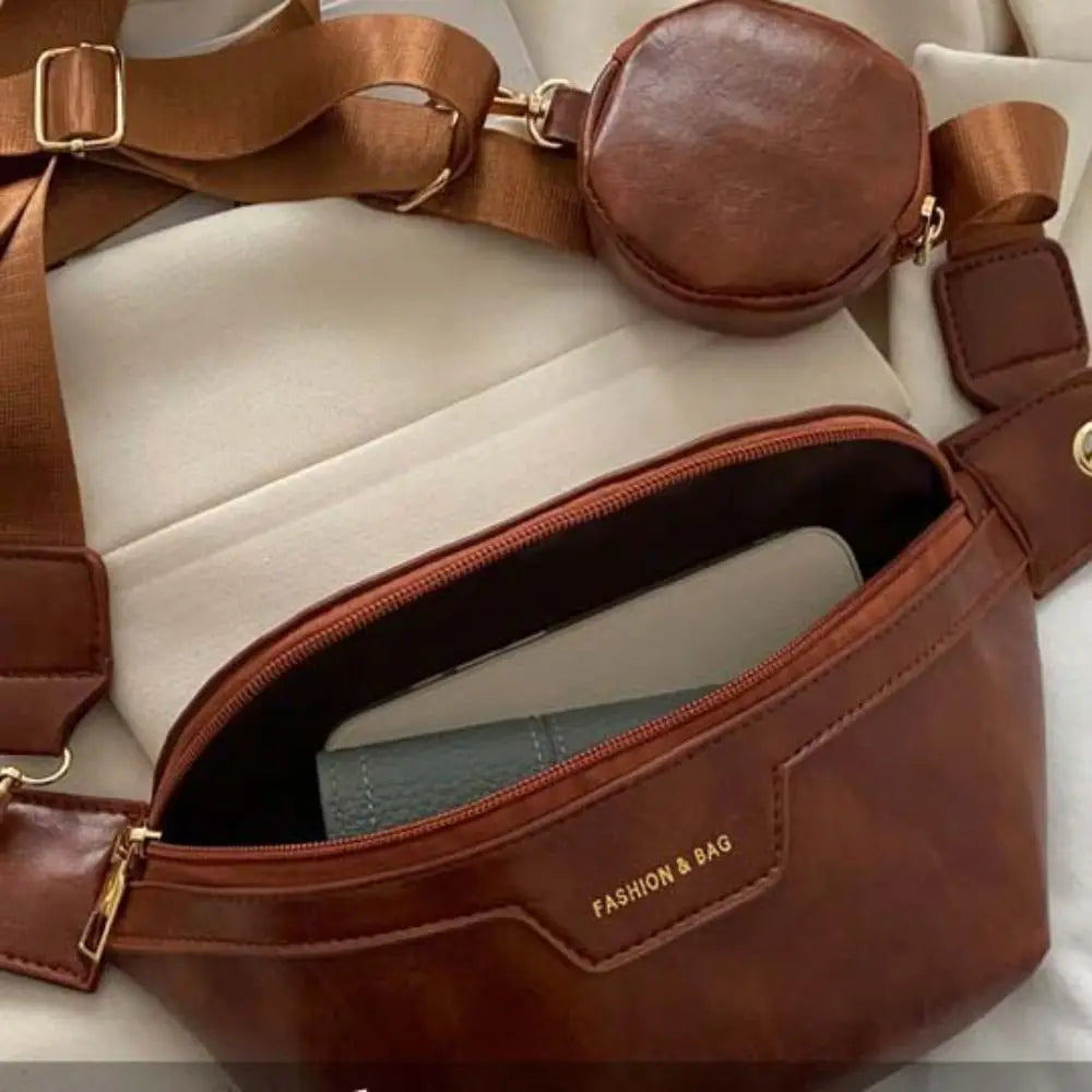 Portable Fanny Packs PU Chest Bag With Coin Purse Korean Style Banana Bag Half Moon Bag Large Capcity Running Waist Bag Men