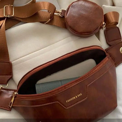 Portable Fanny Packs PU Chest Bag With Coin Purse Korean Style Banana Bag Half Moon Bag Large Capcity Running Waist Bag Men