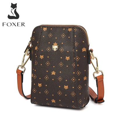FOXER Woman Small Monogram Cellphone Bag Vintage Shoulder Bag Girl Mini Crossbody Bag PVC Lady Messenger Bag Gift for Wife,Lover