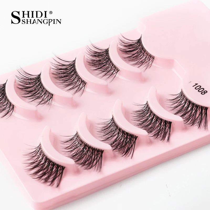 SHIDISHANGPIN 5/10Pairs False Lashes Cat Eye Eyelashes Eyelash Extension 3D Mink Half Lashes Natural Makeup faux Cils maquiagem