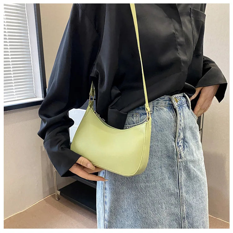 Mini Fashion Female Underarm Shopping Bag Retro Casual Women Totes Shoulder Bags Female Leather Solid Color Handbag for Women