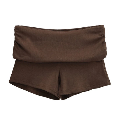 Fashion Elastic Slim Fit Pure Desire Sexy Casual Hot Girl Sports Shorts For Women Brown