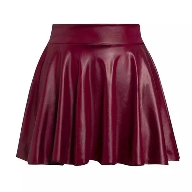Multipurpose Elastic Mini Short Skirt Women Faux Leather Skirts High Waist For Skater Work Nightclub Badiee Stylez