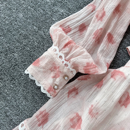 Chic vintage rhinestone lace-up slim Elegant Fairy korean fashion Boho Sundress women clothing Long dress