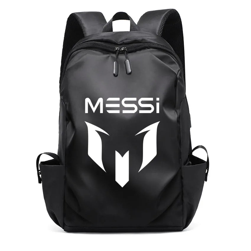 Football Super Stars MESSI Backpack Boy Girl Unisex College Student Backpack Women Men Laptop Teens Student USB Port Rucksack Black B062