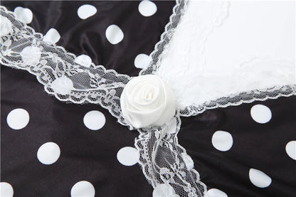 Polka Dot Ruched Dress Elegant Birthday Party Skinny Bodycon Sexy Backless Dress Women Flying Sleeve Lace Trim Applique