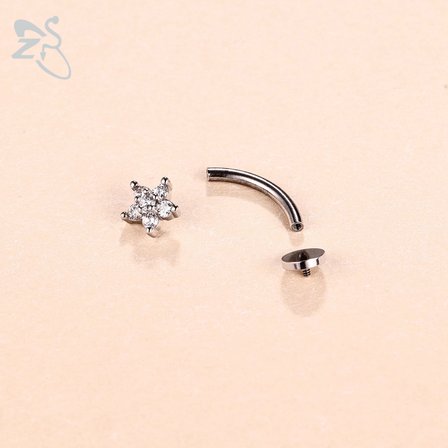 ZS 1 Piece Internal Thread Stainless Steel Belly Button Ring Floating Navel Piercings 14G Curved Umbilical Ring Jewelry 6MM-14MM Badiee Stylez