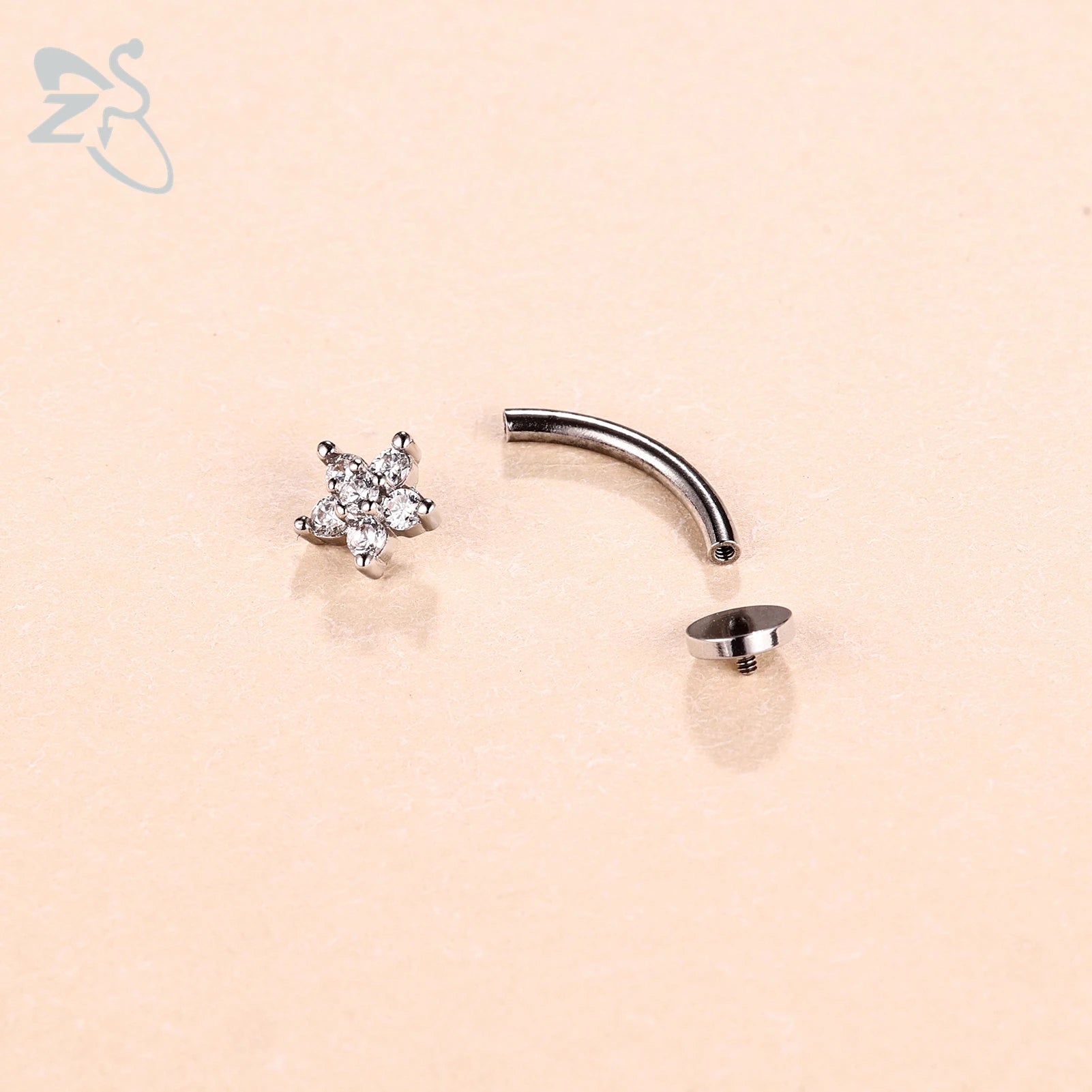ZS 1 Piece Internal Thread Stainless Steel Belly Button Ring Floating Navel Piercings 14G Curved Umbilical Ring Jewelry 6MM-14MM Badiee Stylez