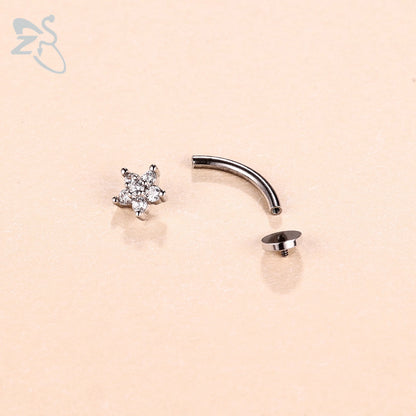 ZS 1 Piece Internal Thread Stainless Steel Belly Button Ring Floating Navel Piercings 14G Curved Umbilical Ring Jewelry 6MM-14MM Badiee Stylez
