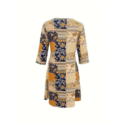 Plus Size Women's Summer Fashion New Elegant Round Neck Printed Short Sleeve T-shirt