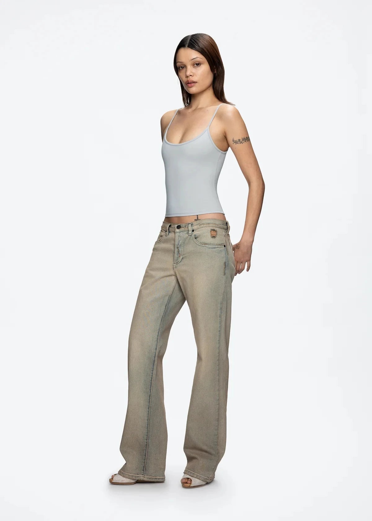 Tank Baby Blue Women's Summer Camisole Soy Color Fog Gray New Color Custom Dyed Tight Bottoming Shirt Slim Fit Top