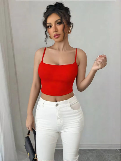 Women Sexy Backless Low Neck Camisole Nightclub Party Style Fashionable Red Tight Fitting Vest underwear Spring And Summer