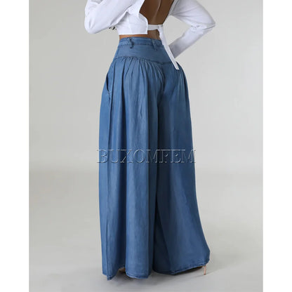 2024 Stylish Fashion New High Waist Jeans Unique Individualretro Chains Straight Leg Wrap Hips Casual Daily Trousers for Women