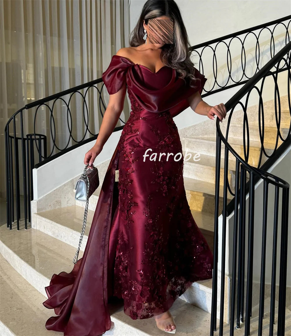 Customized Exquisite Elegant Applique Flower Mermaid Off-the-shoulder Long Dresses Bespoke Occasion Dresses Fashion Formal Badiee Stylez