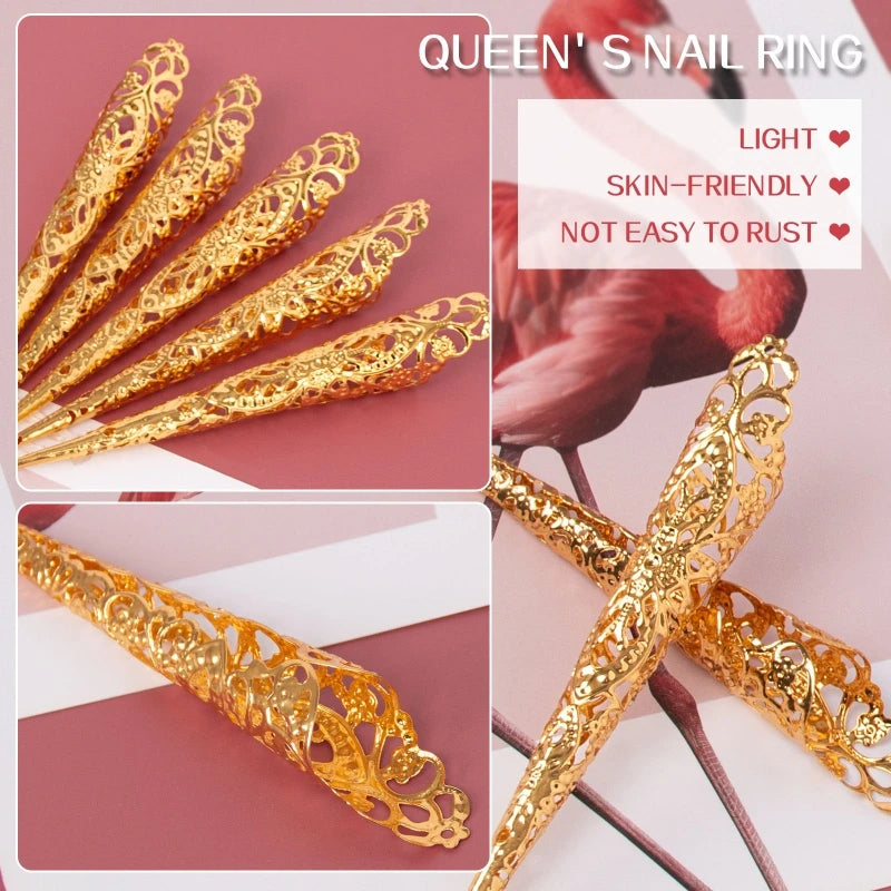 5Pieces Fingertip Claw Nail Ring Decoration Accessory Finger Joint Protector Halloween Cosplay Drama Dance Performance