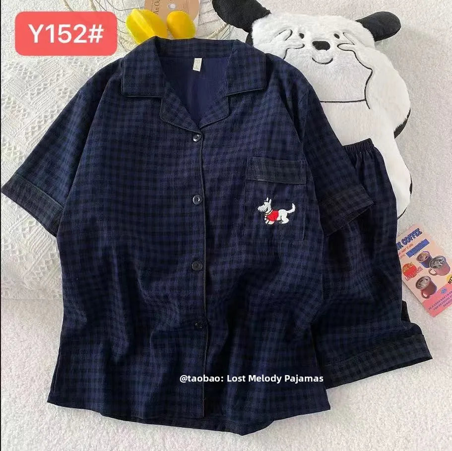 Cute Pink Cloud Cotton Spwear Bear Print Home Clothes Long Sve ort Sve Women's Comfortable Home Suit Summer Thin