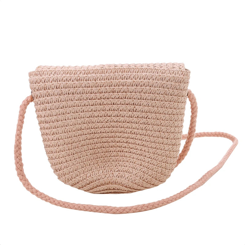 Flip children's Bag Cute Grass Woven Handbag Little Girl Crossbody Fashion Cute Zero Wallet Summer Beach Shoulder Bags