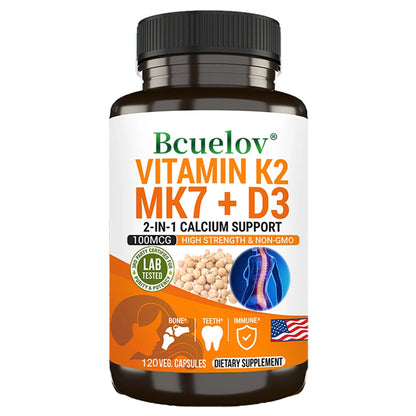 Vitamin K2 (MK7) and D3 Supplements - Bones, Teeth, Muscles, Joints, Heart, Immune Support and Calcium Absorption 120count United States