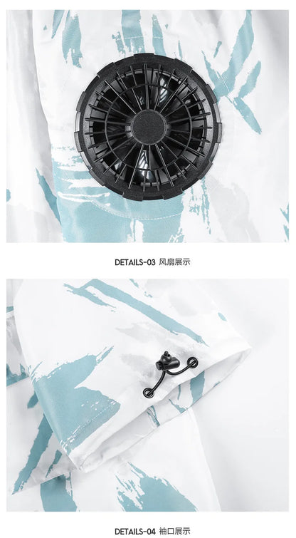 Summer air conditioning clothes men's short sleeve work clothes charging refrigeration anti-heat cooling fan sunscreen clothes