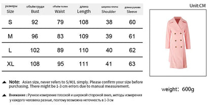 Women Trench New Autumn Winter Pink Coat Fashion Streetwear Suit Collar Button Elegant Lady Coat Trench Slim Versatile Clothing