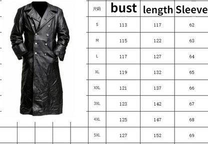 MEN'S GERMAN CLASSIC WW2 MILITARY UNIFORM OFFICER BLACK LEATHER TRENCH COAT - Badiee Stylez