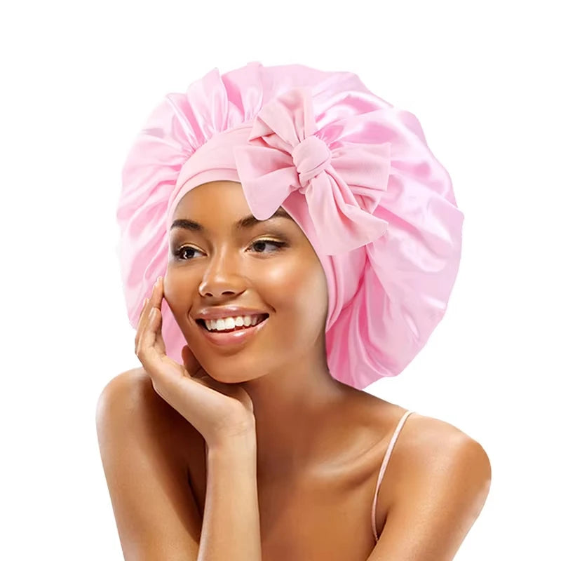 high-quality Mulberry Silk Sleeping Bonnet for Women Large Sleep Cap with Wide Elastic Tie Band for Curly Dreadlock Braid Hair C Badiee Stylez