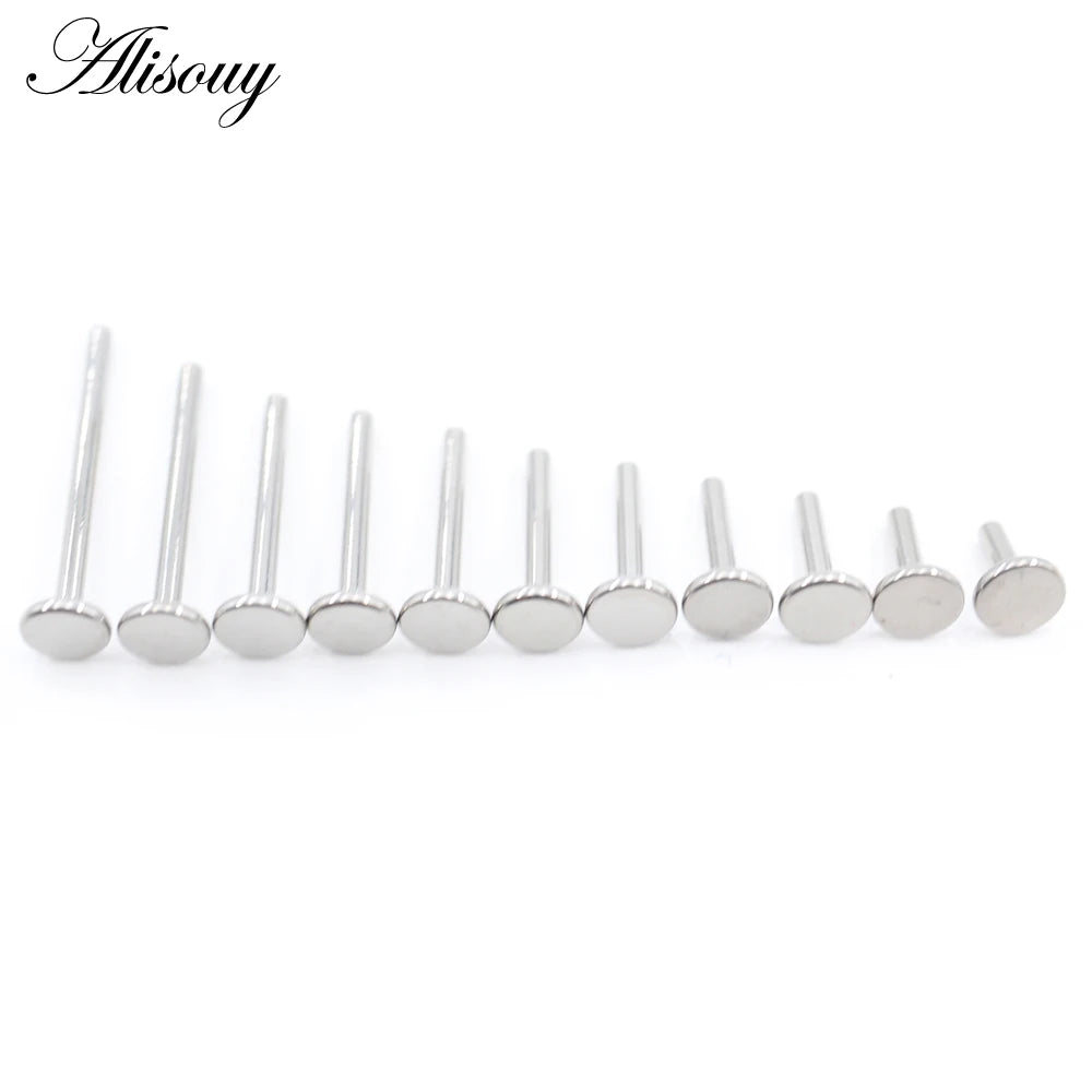 Alisouy 1PC G23 Titanium Internally Threaded Labret Shaft Lip Replacement Flat Bar Ear Tragus Stud Earring Body Piercing Jewelry