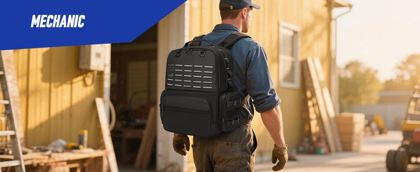 Tool Backpack Heavy Duty for Men Tool Storage With 3 Tool Pouches Organizer Electrician Plumber Maintenance Worker Tool Bags