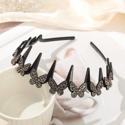 Flower Rhinestone Wave Hairband Headbands Hair Hoops Women Korean Retro Hair Hoops Face Wash Hairpin Fluffy Texture Toothed Comb 7825d