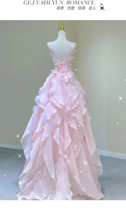 Pink Evening Dress Women's Light Luxury Banquet Toast Birthday Adult Badiee Stylez