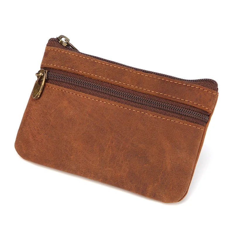 New Cow Leather Men's And Women's Change Vintage Coin Bag Headphone Purse Storage Mini Bag For Man And Woman