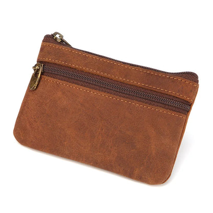 New Cow Leather Men's And Women's Change Vintage Coin Bag Headphone Purse Storage Mini Bag For Man And Woman