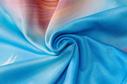 Hugcitar Tie Dye O Neck Sleeveless Backless Sexy Bodycon Slit Midi Dress 2023 Summer Women Fashion Clothes Y2K Streetwear Party