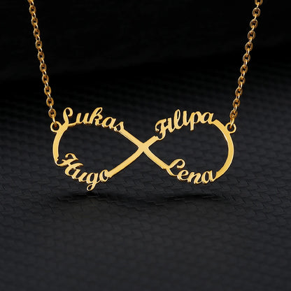 Custom Double Heart Two Names Infinity Necklaces For Women Stainless Steel Customized Necklace Pendant Personalized Jewelry Gift Badiee Stylez