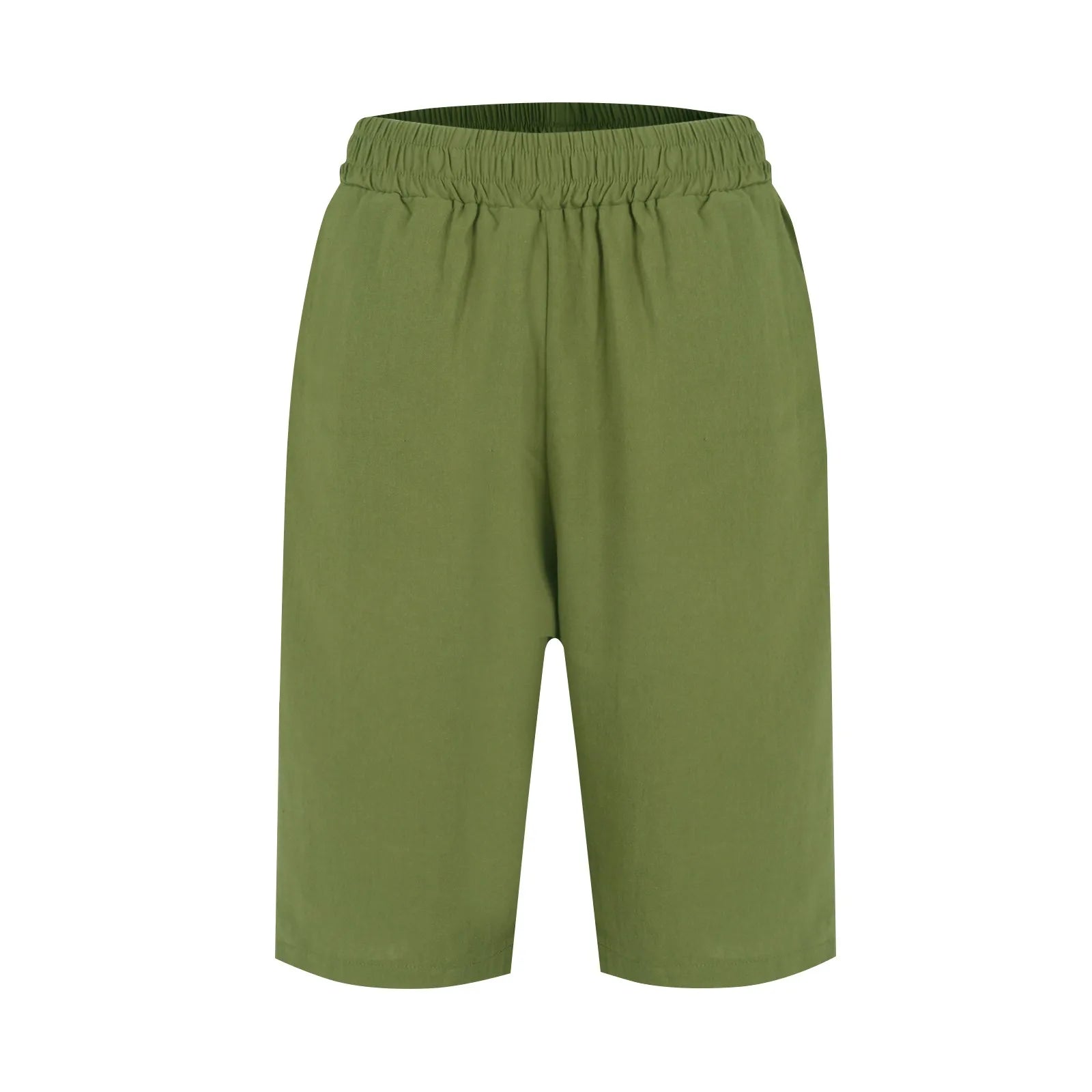 Womens Capris Cotton Linen Pants Drawstring Elastic Waist Pants Casual Cropped Trousers Daily Breeches Five Half Pants Pantalone