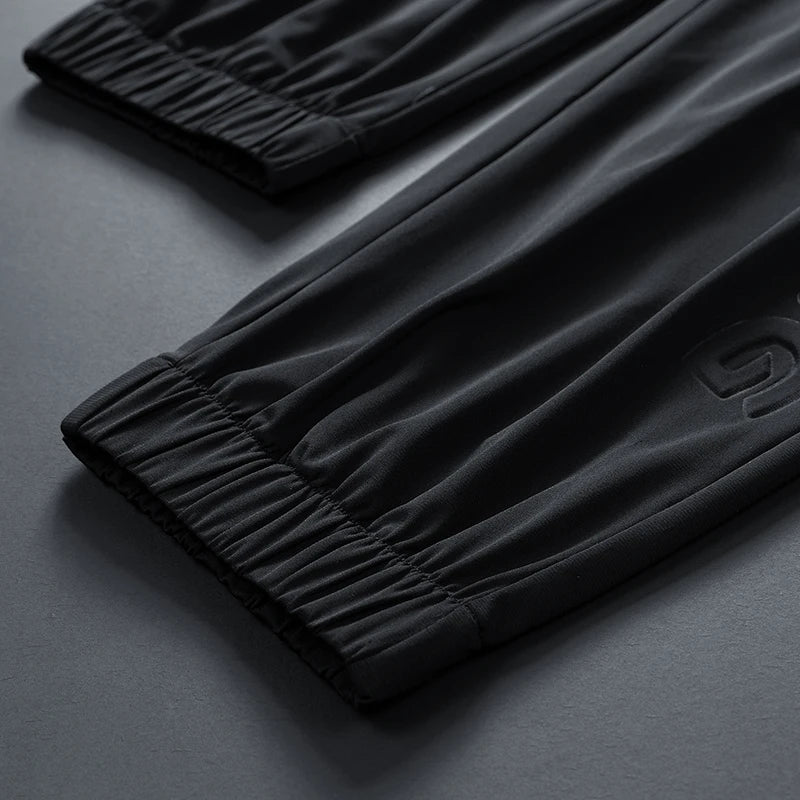 Men Pants Ice Silk Elastic Plus Size 6XL 7XL 8XL Quick Dry Summer Beach Thin Breathable Home Trousers Brand Stretch Lightweight