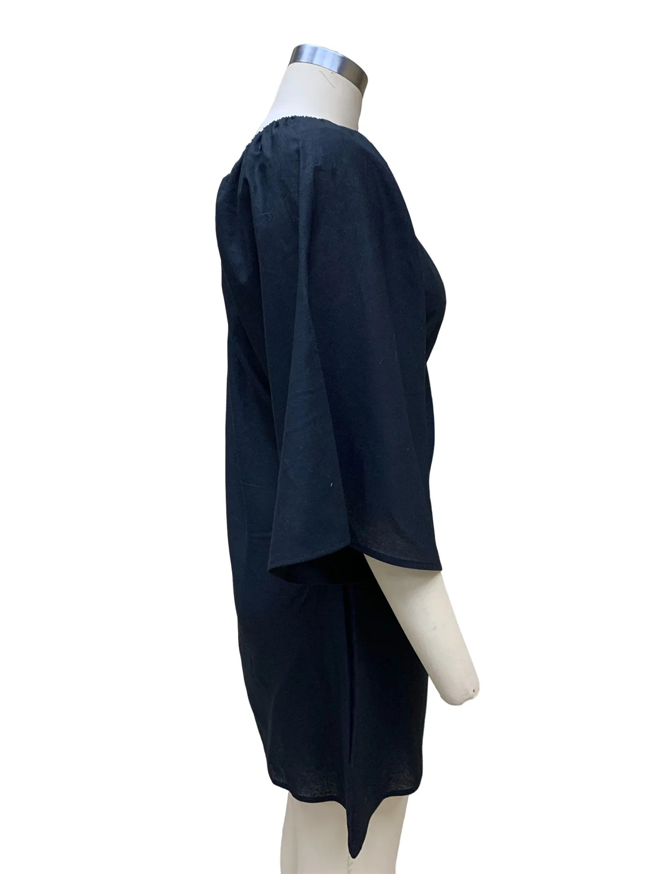 White Oblique Shoulder Cotton Linen Mini Dresses For Women Sexy Black One Shoulder Basic Puff Sleeve Party Club Dress Vestidos