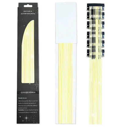 6-Piece Set BB Clip Tinsel Hair Metal Laser Gold Thread PET Laser Thread Highlighting Cross-Border Hair Accessories BB clip fluorescent yellow (6 black boxed)