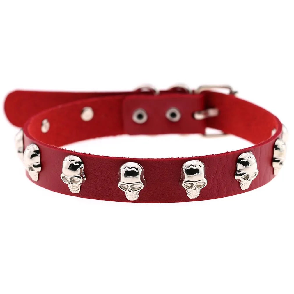 Punk Red Choker Necklace PU Leather Sexy Spiked Neck Strap Clavicle Collar Men Necklaces Hollween Women Y2K Jeweley Gift P058 red
