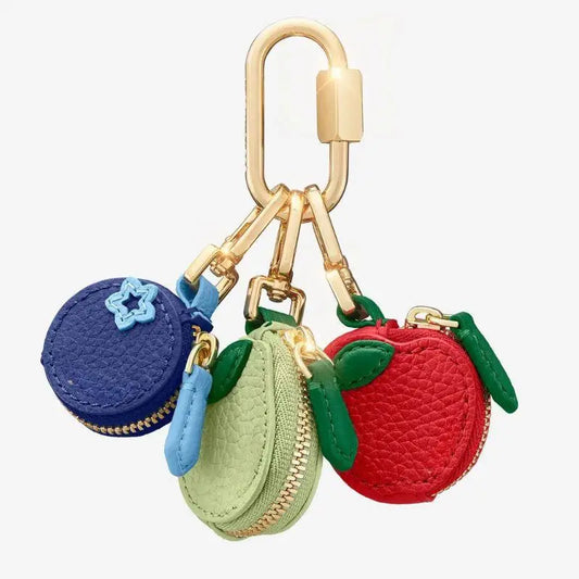 Portable Mini Fruit Shape Coin Purse Cute PU Leather Pendant Korean Style Keychain Earphone Bag Mini Storage Bag For Airtag