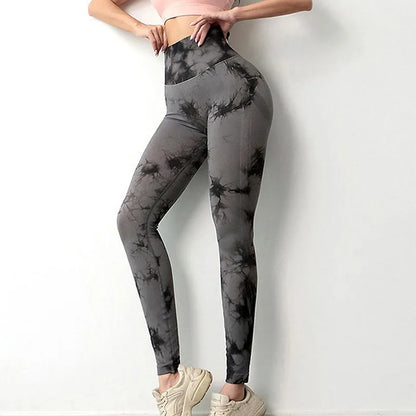 Women Tiedye Gym Leggings Seamless Mujer Push Up Booty Pants Scrunch Sports Fitness High Waist Workout Yoga Leggins Drop Ship
