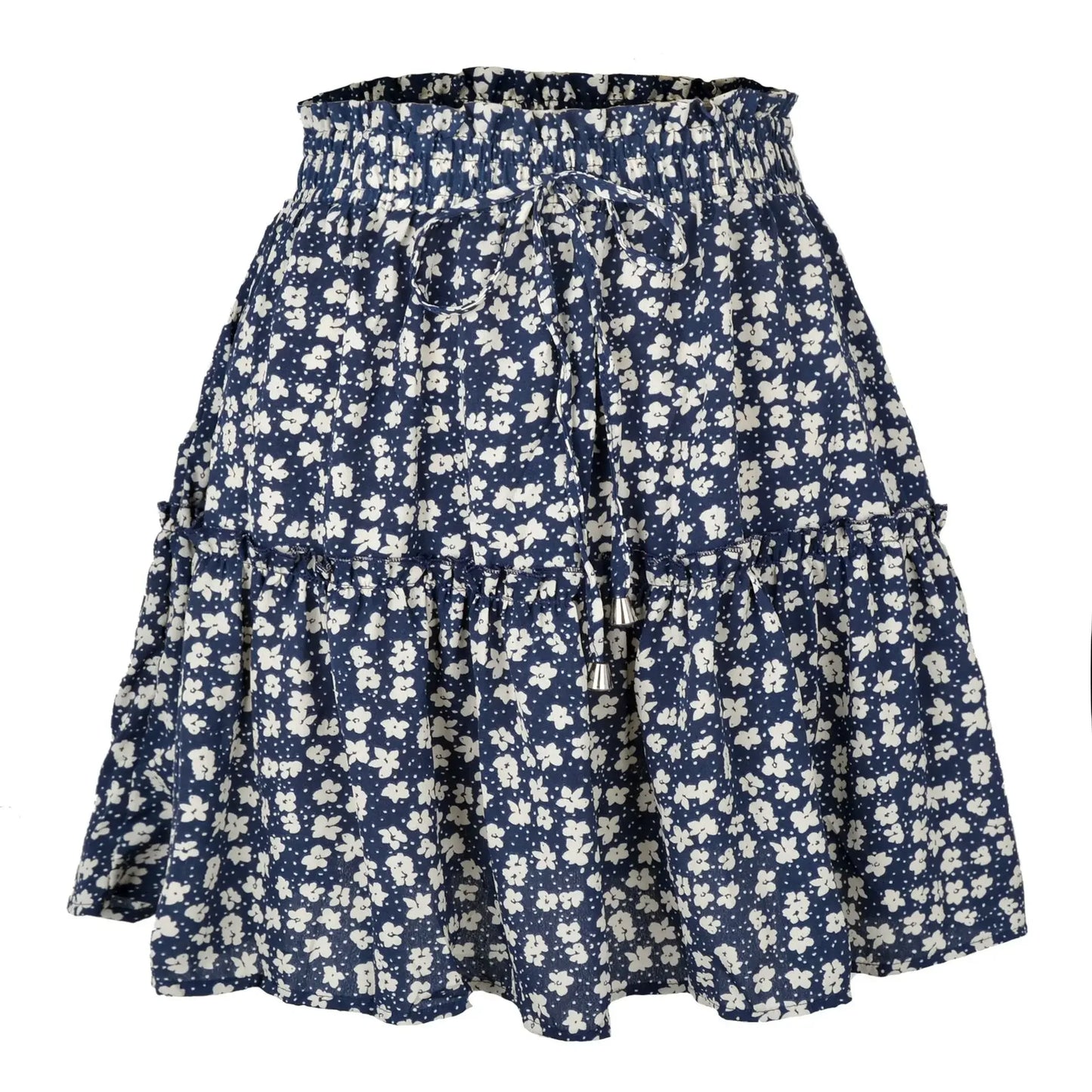 2025 Hot Sexy Ins Women's High Waist Fashion Printed Skirt Bohemian Style Small Floral A-line Female Mini Skirts Womens Navy
