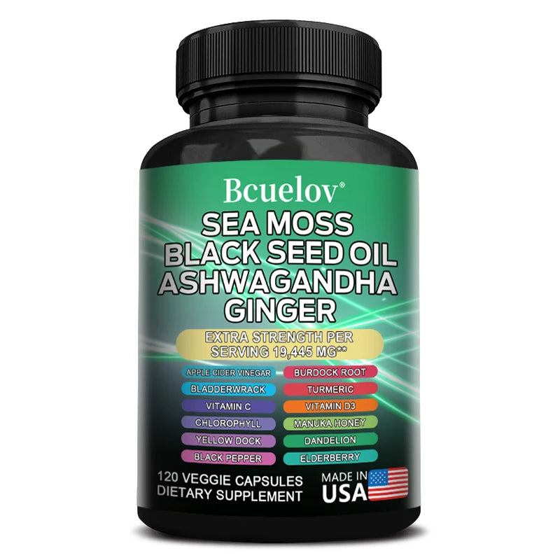 Black Cumin Seed Oil Vitamin C Mineral Supplement, Ashwagandha, 19445 mg, Supports Thyroid Health, Immune System, 120 Capsules 120coumt United States